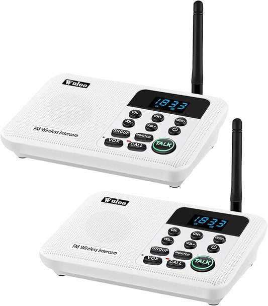 Wuloo Intercoms Wireless for Home 1 Mile Range 22 Channel 100 Digital Code by Wuloo