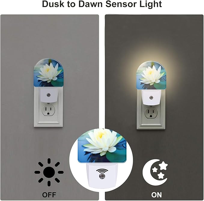 sndheke White Lotus Flower Night Light Plug into Wall, Beautiful Lotus in Pond - Image 3
