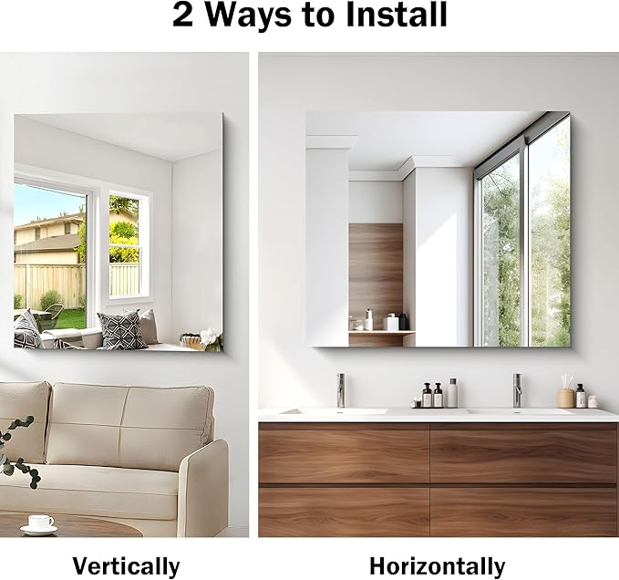 CILIBER Frameless Mirror, 36x40 inch Bathroom Mirrors - Image 5
