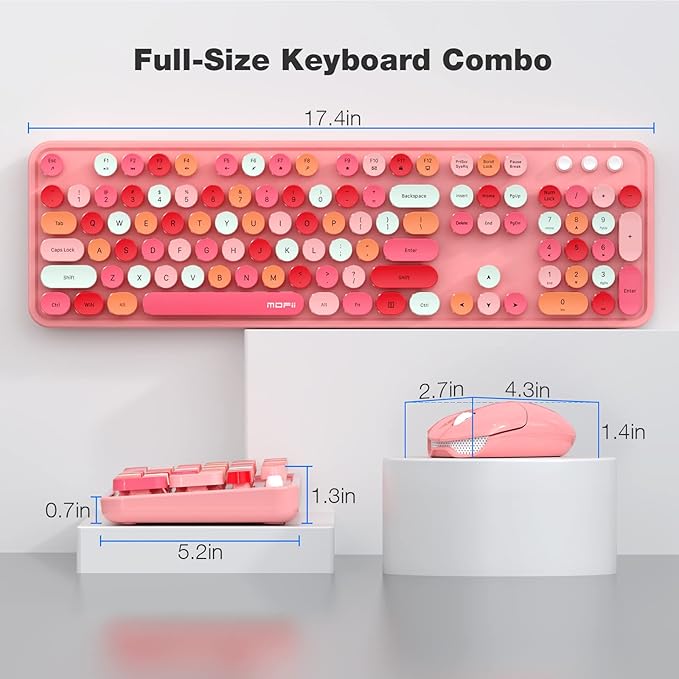 MOFII Wireless Keyboard and Mouse Combo, 2.4GHz Retro Full Size - Image 6