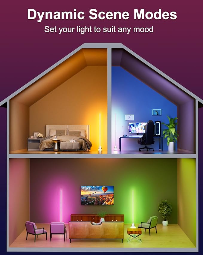 Keepsmile Smart RGB LED Corner Floor Lamp, Bright Standing Lamps - Image 3