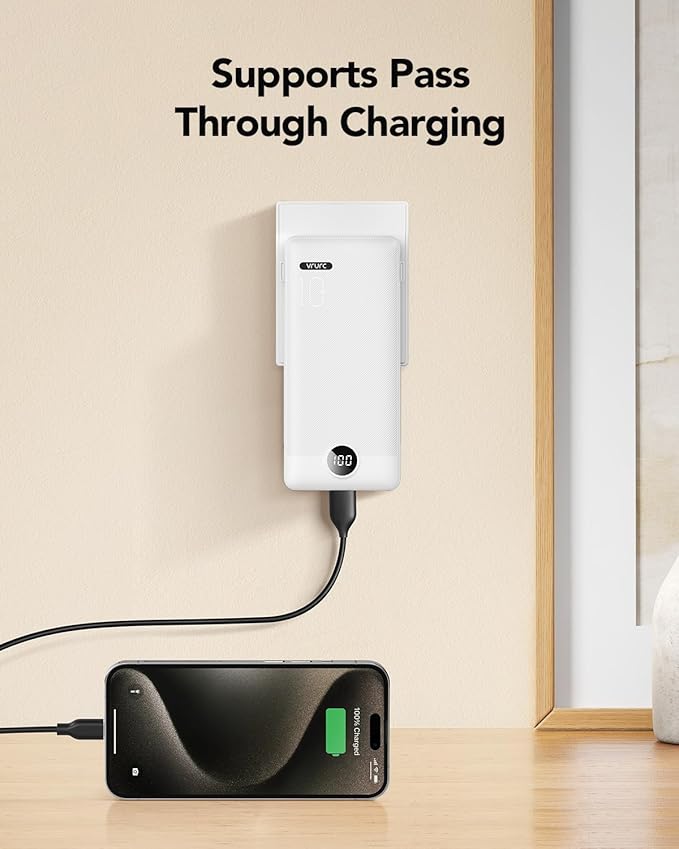 VRURC Portable Charger with Cables and Wall Plug | Power Bank with Cords | - Image 3