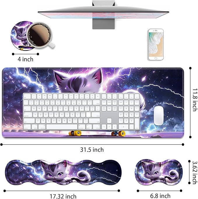 4 in 1 Ergonomic Keyboard Wrist Rest & Mouse Pad Wrist Rest Set, Large XXL - Image 2
