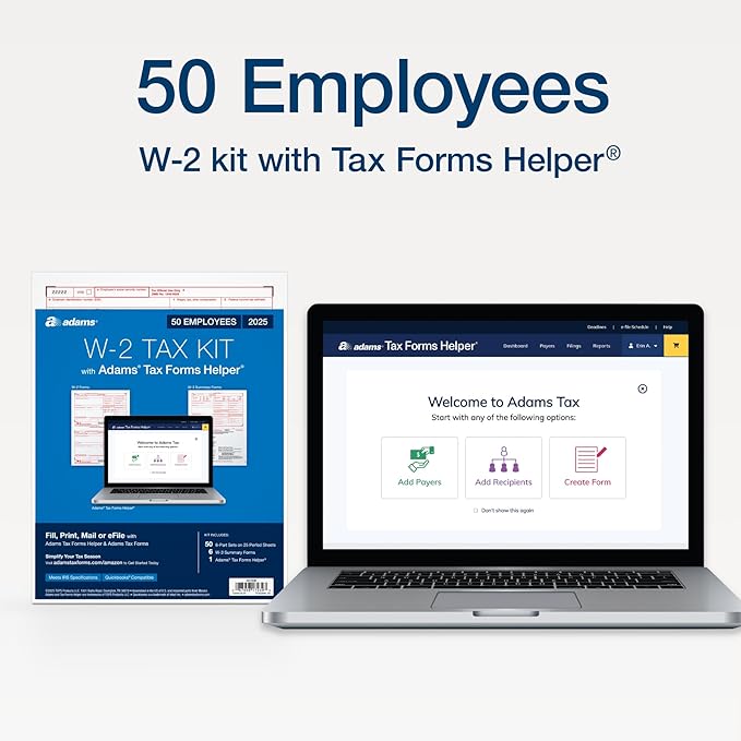Adams W-2 Forms 2025, 6-Part Kit - Image 2
