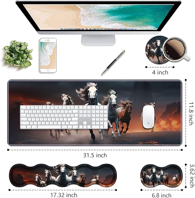 Ergonomic Keyboard Wrist Rest & Mouse Pad Wrist Rest Set, Large XXL Gaming Desk - Image 2