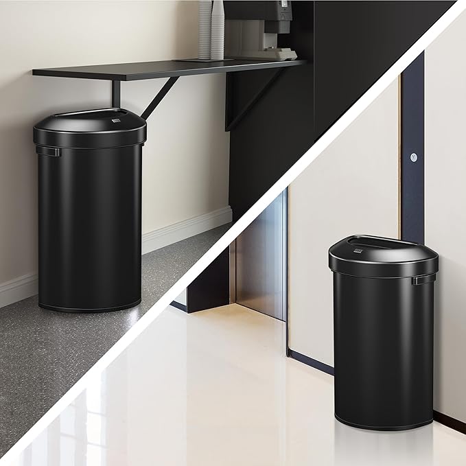 EKO Urban 21 Gallon Semi-Round Open Top Waste Bin, Stainless Steel Half Round - Image 7