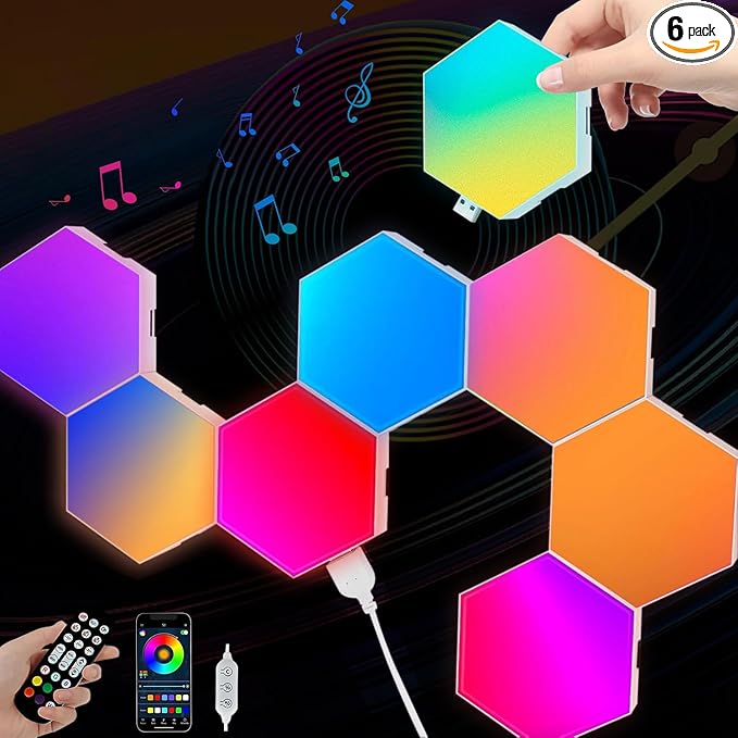 Vcwtty Hexagon Lights Wall Panels, Smart LED Wall Lights by VcwttyUS
