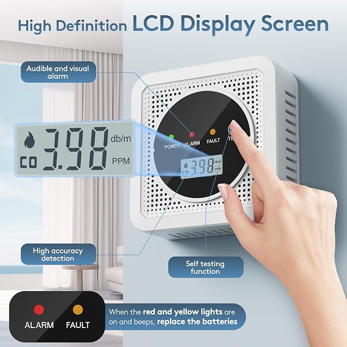 2 in 1, Carbon Monoxide Detectors, Smoke Detector, Smoke Combination CO Alarm - Image 3
