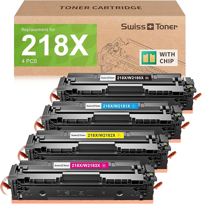 swiss toner 218X Toner Cartridges 4 Pack Compatible Replacement by swiss+toner