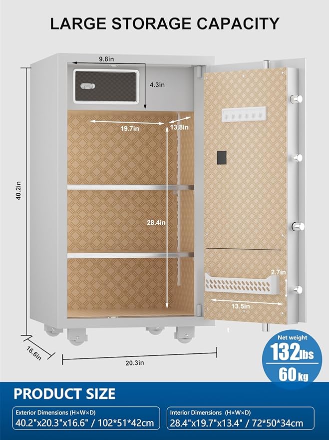 TIGERKING 7.2 Cu Ft Large Home Security Safe – Solid Steel Jewelry Cabinet - Image 2