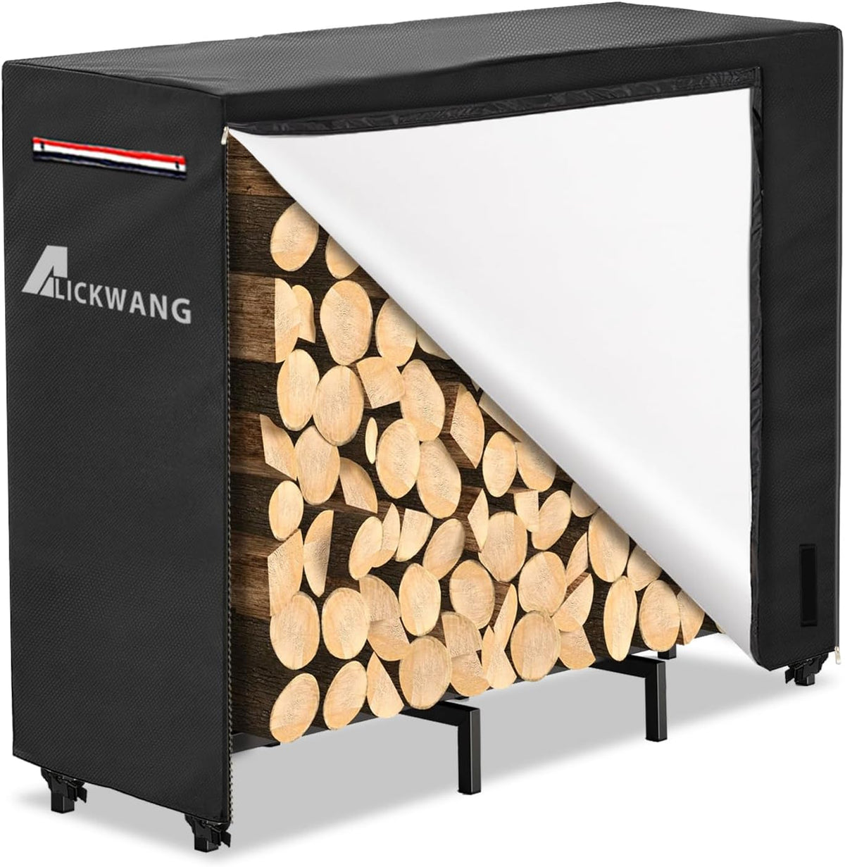 outdoor waterproof 4ft firewood rack cover with zipper, main product view