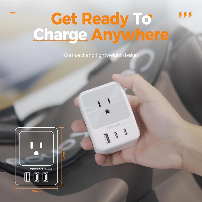 Multi Plug Wall Outlet Splitter, TESSAN Surge Protector 4 Outlet Extender - Image 6