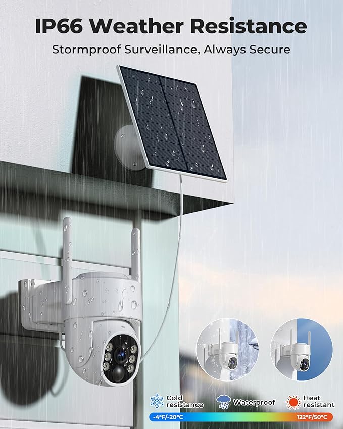 Gianteye 4MP Solar Security Cameras Wireless Outdoor, WiFi Security Camera - Image 8