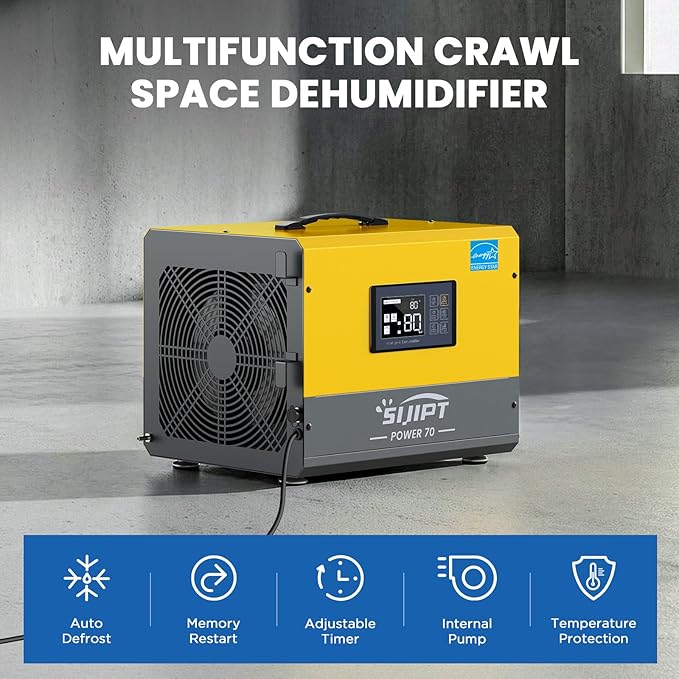 Crawl Space Dehumidifier with Pump, Sijipt 70 Pints Commercial Dehumidifier - Image 2