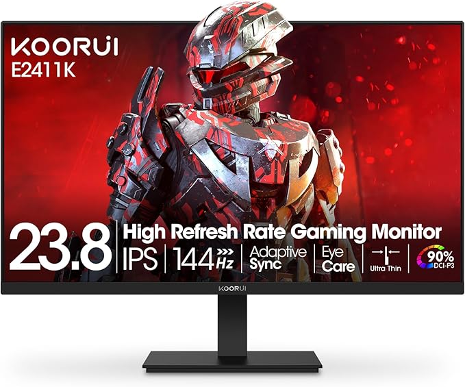 KOORUI 24 Inch Gaming Monitor 144Hz Full HD 1920 x 1080p IPS Ultra-Slim Display by KOORUI
