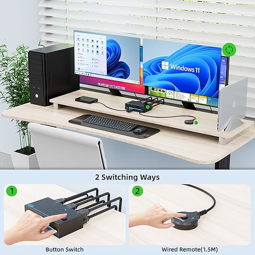8K Dual Monitor KVM Switch Dual HDMI 2.1 2 Monitors 2 Computers 2 in 2 Out 4 - Image 6