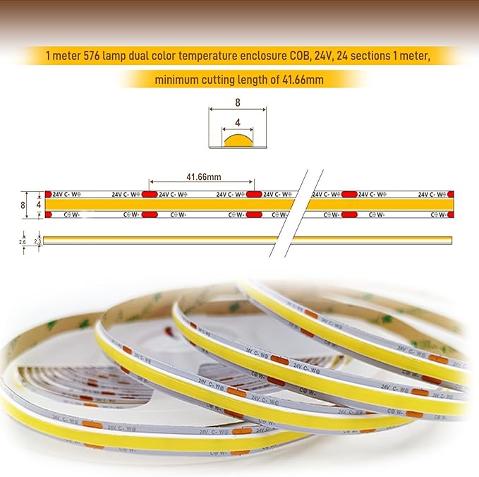 Pandery COB LED Strip Light, CCT Dimmable Strips Light, 2700K-6500K, 32.8ft/10m - Image 2