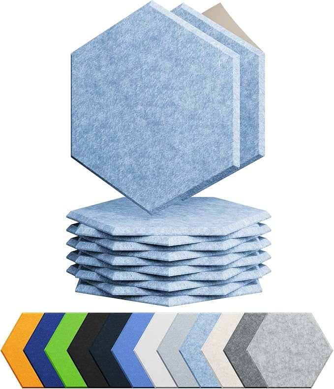 Amantech 12 Pack Acoustic Panels Self Adhesive Sound Proof Foam, High Density by Amantech