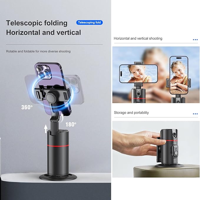 MQOUNY Auto Tracking Phone Holder, 360° Rotation Phone Camera Mount Smart - Image 5