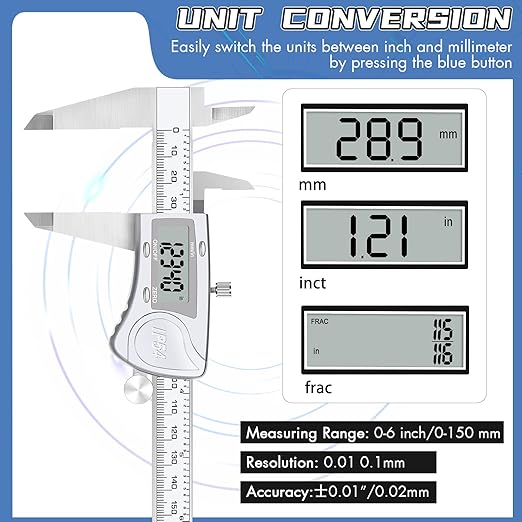Simhevn Electronic Digital Calipers, inch and Millimeter Conversion, LCD Screen - Image 5