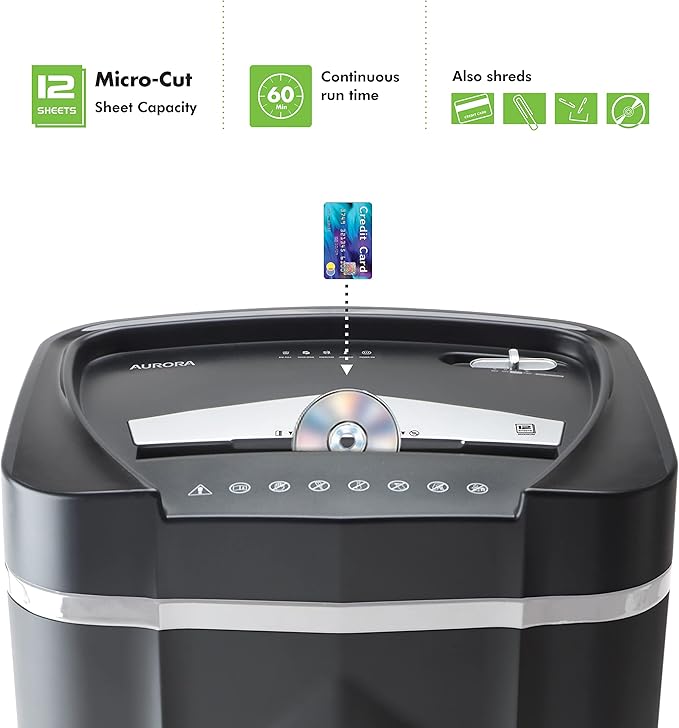 Aurora Professional Grade High Security 12-Sheet Micro-Cut Paper/CD and Credit - Image 2