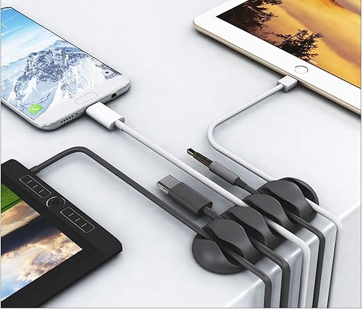 OHill Desk Cable Management Cord Organizer, 24 Pack Black Self Adhesive Cord - Image 3