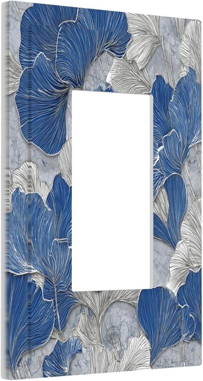 Bvtewkhz Abstract Blue Marble Plant Leaves 1 Gang Single Rocker Decorative by Unknown