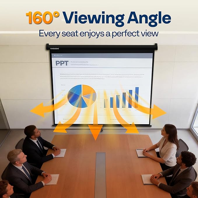 VIVOHOME 120 Inch 1:1 Pull Down Projector Screen, HD 4K Retractable Movie Screen - Image 7