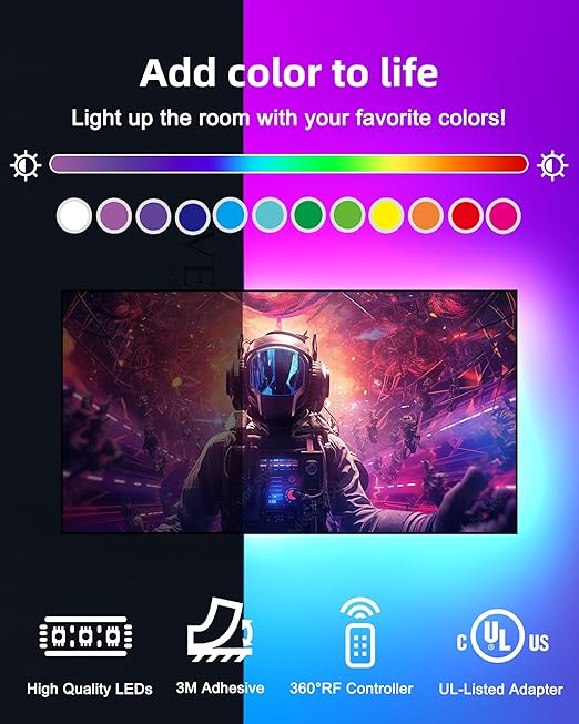 32.8ft LED Strip Lights, HitLights RGB 5050 Color Changing LED Light Kit Ultra - Image 4