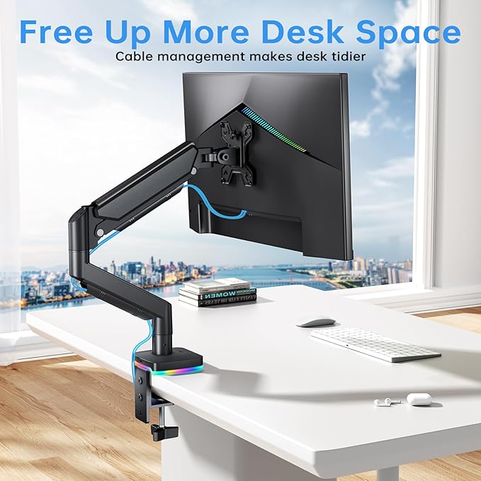 RGB Single Monitor Stand, Gas Spring Monitor Arm - Image 7