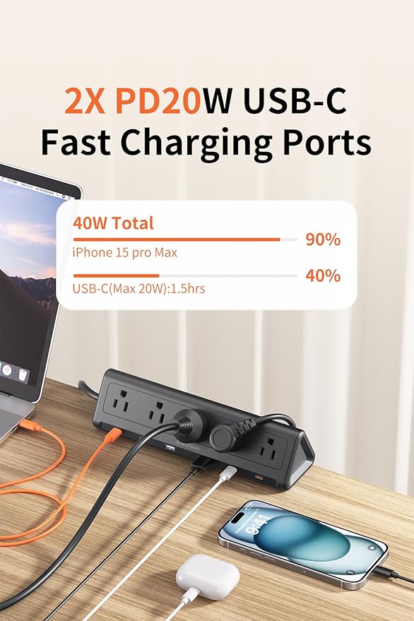 10 FT Desk Clamp Power Strip - Image 6