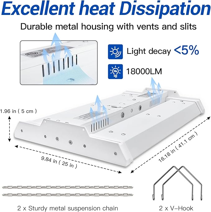 JTT LED Linear Shop Lights 150W, 21000LM 360° Adjustable 1.35FT Led High Bay - Image 6