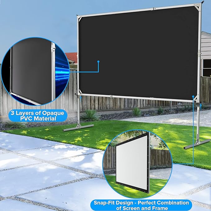 JWSIT Projector Screen and Stand, 80 inch Outdoor Movie Screen-Upgraded 3 - Image 3