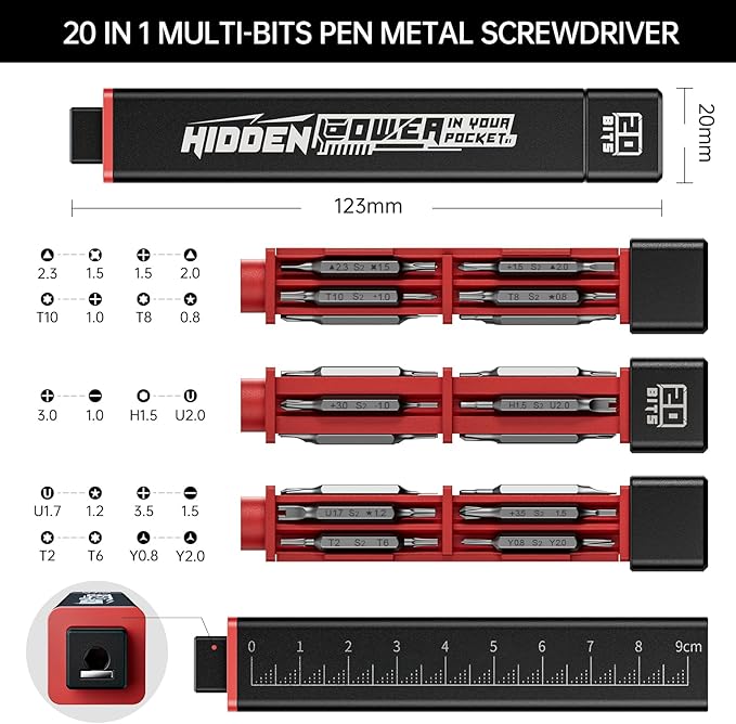 JAKEMY 20 in 1 Metal Precision Screwdriver Set, Manual Pen Shaped Screwdriver - Image 3