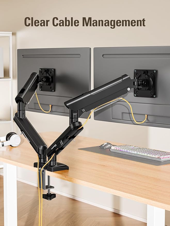 DreamAxis Dual Monitor Stand for 13-32 Inch Computer Screens, Dual Monitor Arms - Image 8