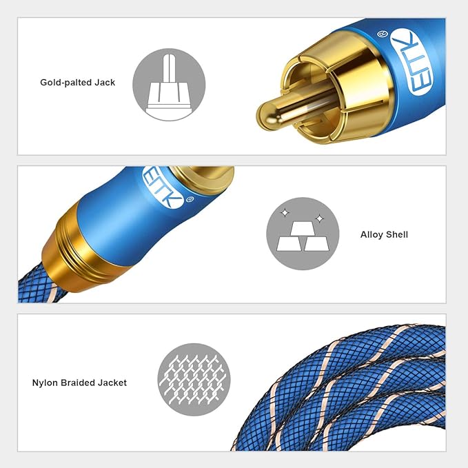 Coaxial Extension Cable EMK Coaxial Male to Female Cable Gold Plated Copper - Image 3