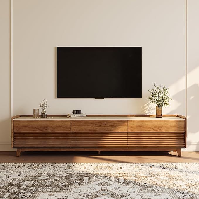 POVISON Fully-Assembled Mid Century Matte Sintered Stone TV Stand - Image 2
