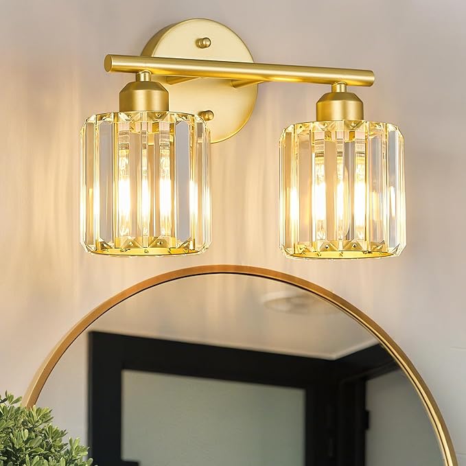 FDPBY Modern 2 Light Crystal Vanity Light, Compatible by FDPBY