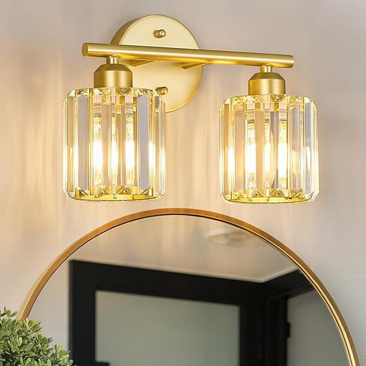 FDPBY Modern 2 Light Crystal Vanity Light, Compatible by FDPBY