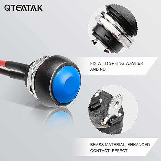 QTEATAK 1/2" Pre-Wired Mounting Hole On/Off Blue Mini Round Waterproof - Image 3