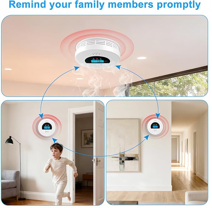 6-Pack Interconnected Smoke and Carbon Monoxide Detector, Battery Operated - Image 3