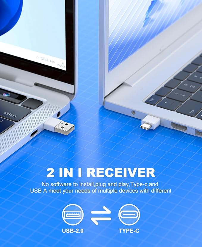 DinoFire White USB C Presentation Clicker Wireless Presenter Remote - Image 2