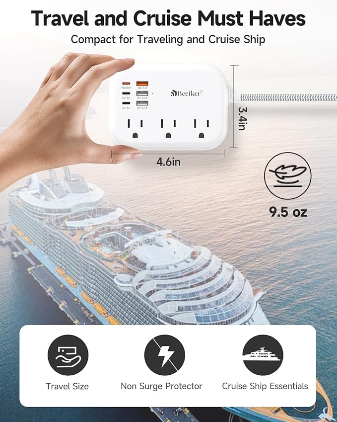 PD45W USB C Travel Power Strip, Cruise Power Strip - Image 5