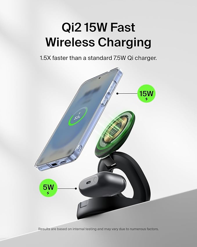 Belkin MagSafe Charger Compatible, 2-in-1 Qi2 Wireless Charging Station 15W - Image 3