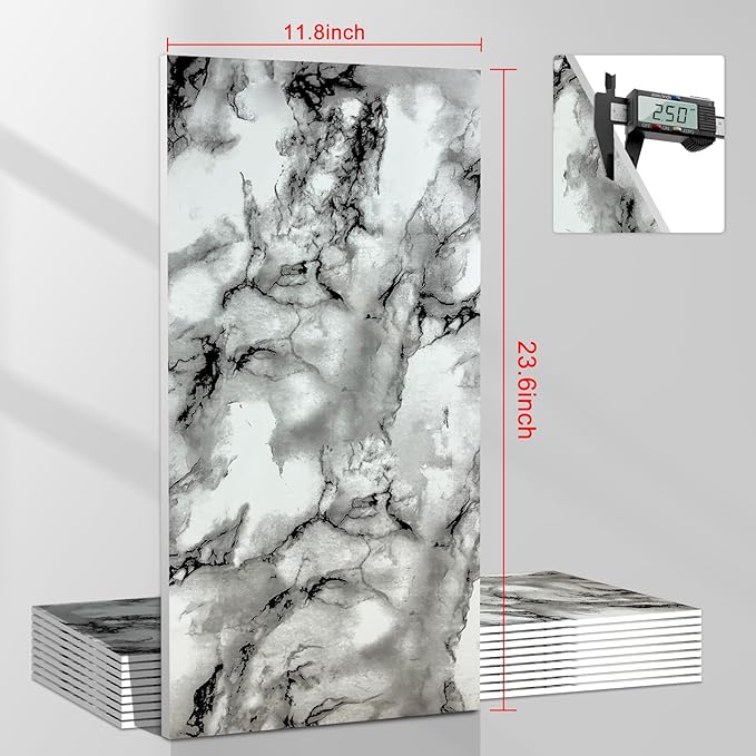 Wall Panels Peel and Stick，PVC Imitation Artificial Marble Tiles Sticker，20 pcs - Image 2