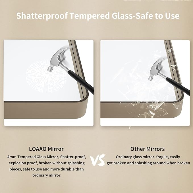 LOAAO 48”X36” Bronze Bathroom Mirrors - Image 7
