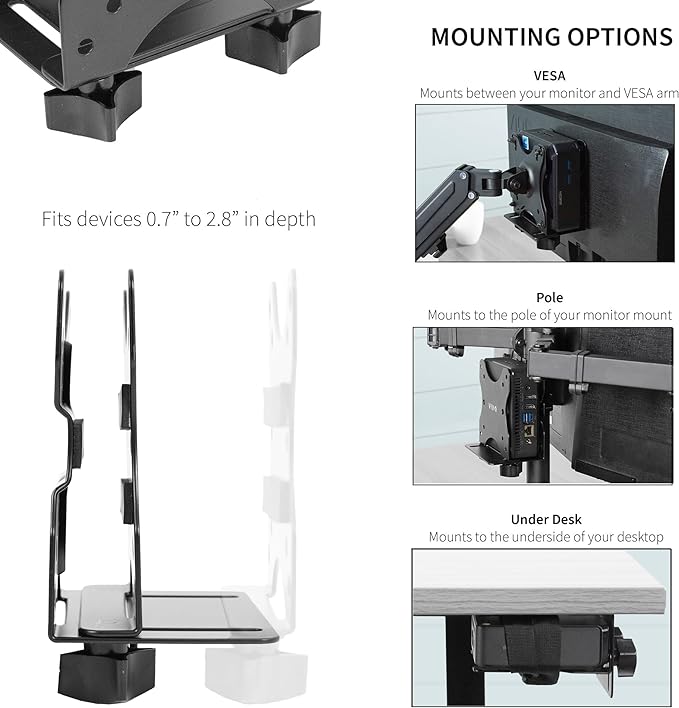 VIVO Adjustable Thin Client Mini PC Mount Bracket, CPU VESA Under Desk and - Image 2