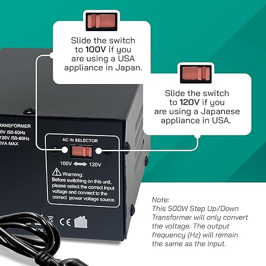 LiteFuze 500W Japan Voltage Converter Transformer – Step Up/Down 100V to 120V / - Image 6