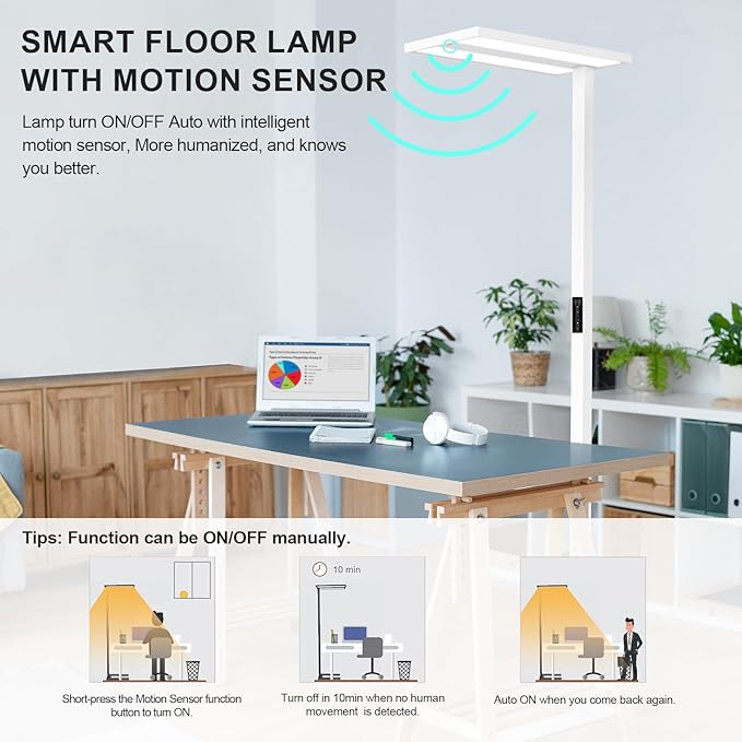 STERREN 76'' Motion Sensor Floor Lamp, 105W Modern LED Floor Lamp, Smart - Image 4