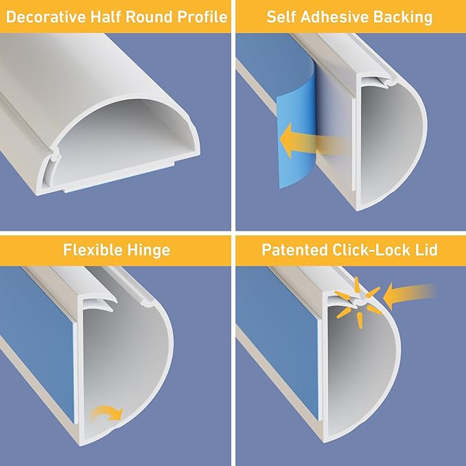D-Line Cable Raceway On-Wall Cord Cover | 1D3015W | Surface Mount Electrical - Image 2